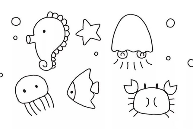 海底世界儿童简笔画彩色步骤图教程