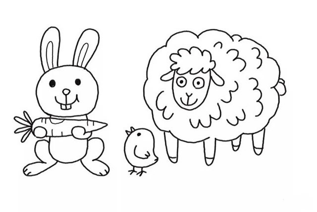 农场里的小动物简笔画 农场里的小动物彩色画法步骤教程