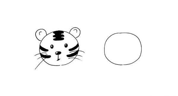 老虎和熊猫头像简笔画的画法步骤图解教程