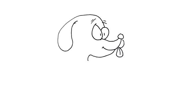 吃食的黄色小狗简笔画 简单画法步骤图解教程