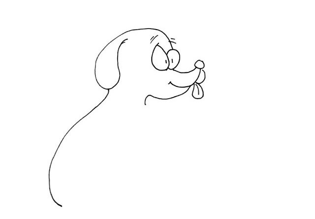 吃食的黄色小狗简笔画 简单画法步骤图解教程