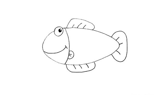 海草和小鱼卡通简笔画的画法步骤图解教程