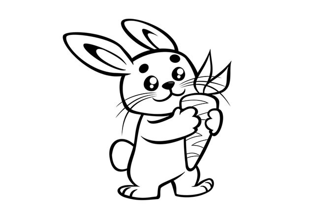 兔子简笔画图片 抱着胡萝卜的兔子