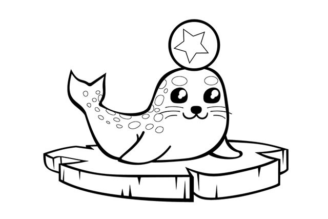 海豹简笔画图片 浮冰上的海豹