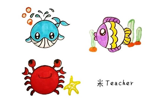 用圆形画海洋动物 海洋动物简笔画画法步骤教程