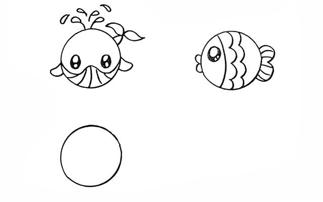 用圆形画海洋动物 海洋动物简笔画画法步骤教程