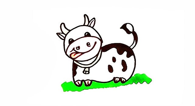 奶牛如何画 奶牛简笔画彩色画法步骤教程