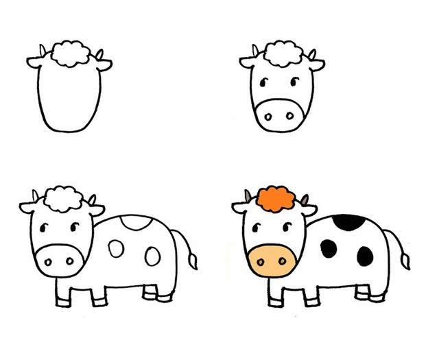 不同形态的小牛简笔画素材大全 简单几笔就能画出来