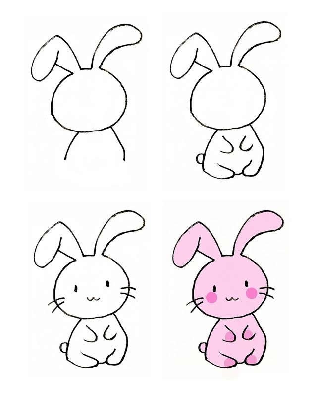 大耳朵兔子的彩色画法步骤图片