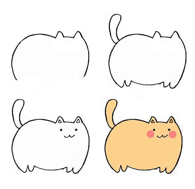 儿童简笔画可爱的小猫画法步骤图片一