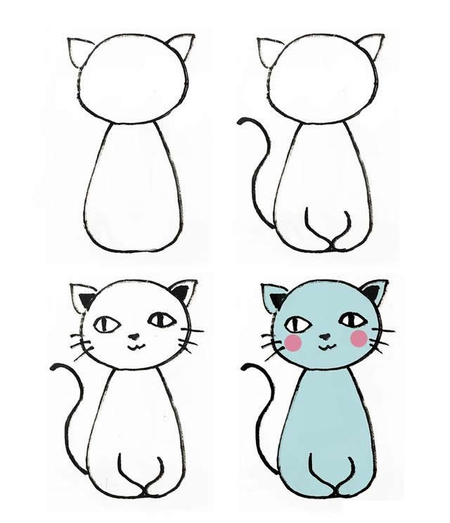 儿童简笔画可爱的小猫画法步骤图片四