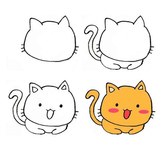 儿童简笔画可爱的小猫画法步骤图片五