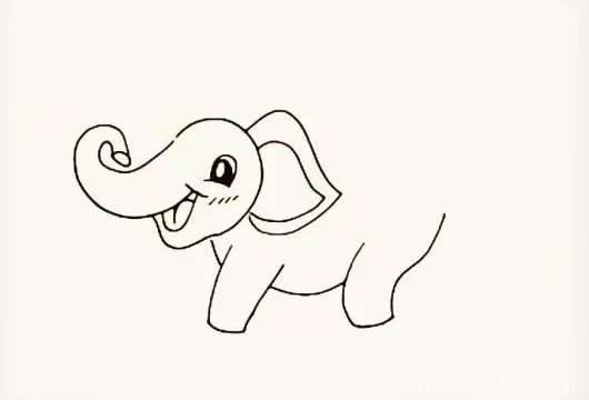 可爱的大象简笔画彩色画法步骤教程