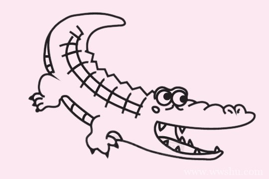 鳄鱼简笔画图的画法步骤教程及图片大全