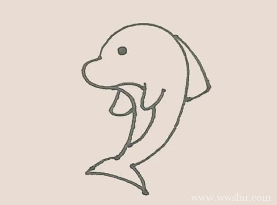 海豚简笔画的画法步骤教程