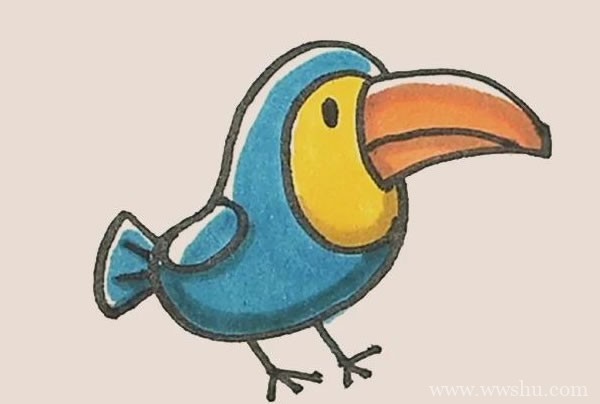 大嘴鸟简笔画的画法步骤图解教程