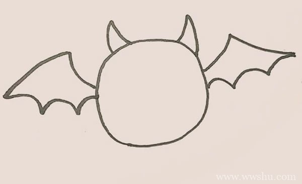 万圣节小恶魔蝙蝠简笔画彩色画法步骤教程