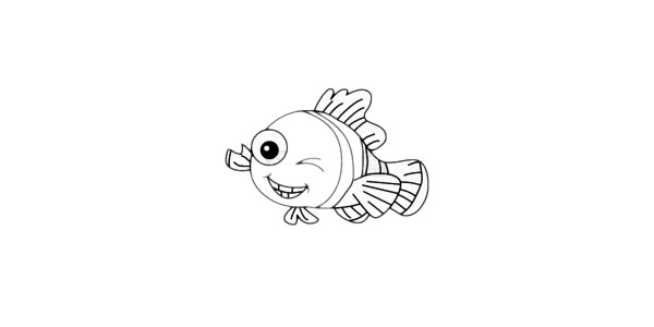 卡通小丑鱼简笔画简单画法步骤教程及图片大全