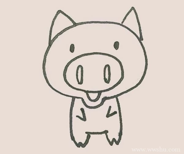 可爱小猪简笔画步骤教程 彩色画法