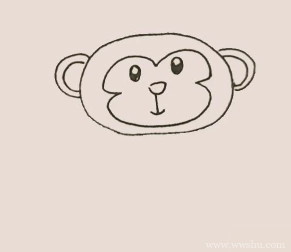 一只猴子简笔画彩色画法步骤图解教程