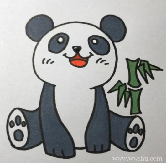 黑白大熊猫简笔画的画法图片