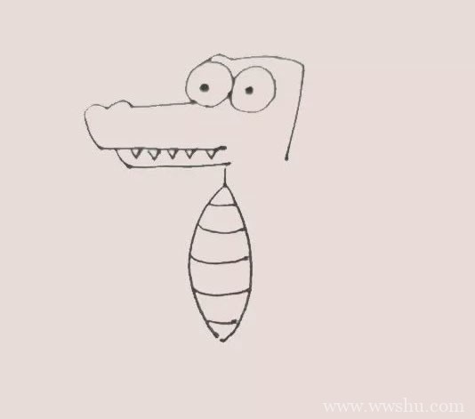 卡通鳄鱼简笔画/画法/步骤图解教程