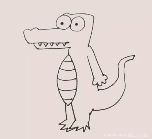 卡通鳄鱼简笔画/画法/步骤图解教程