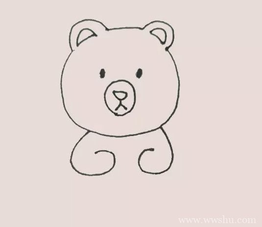 可爱的小棕熊简笔画/彩色画法/步骤图解教程
