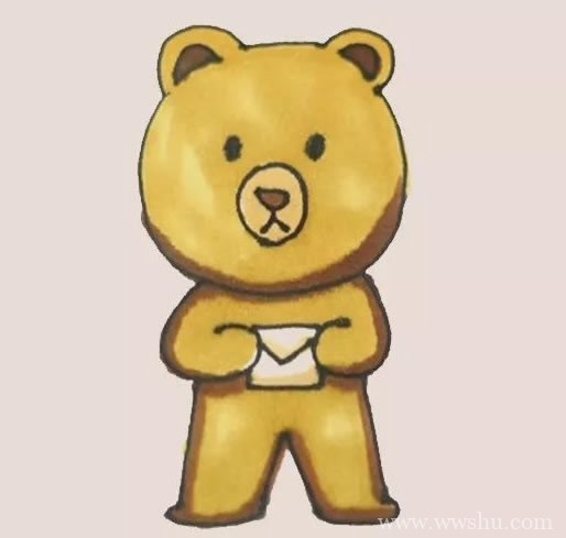 可爱的小棕熊简笔画/彩色画法/步骤图解教程