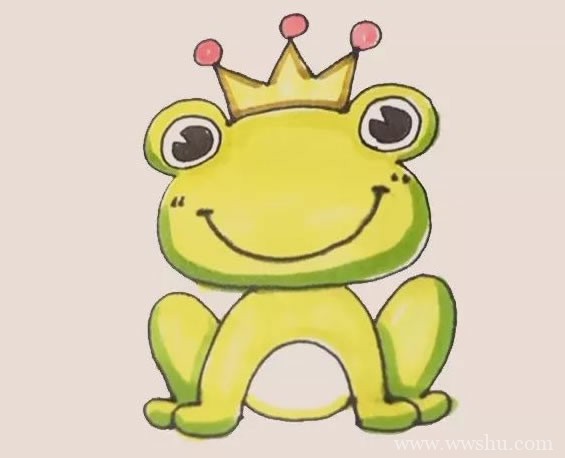 青蛙王子简笔画彩色画法步骤教程