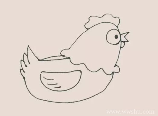 母鸡简笔画彩色画法/步骤图解教程