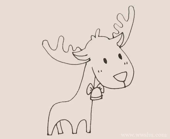 【驯鹿简笔画】可爱的驯鹿简笔画彩色画法步骤图片大全