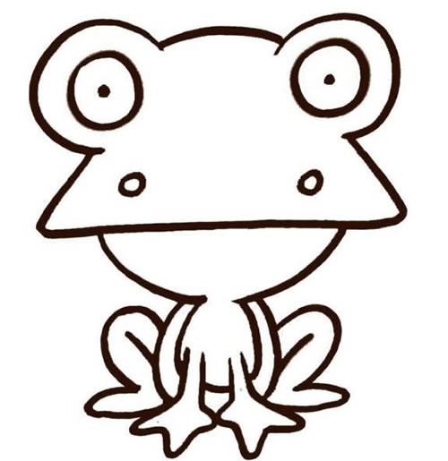 青蛙简笔画图片大全_蹲在荷叶上的可爱青蛙简笔画画法图片