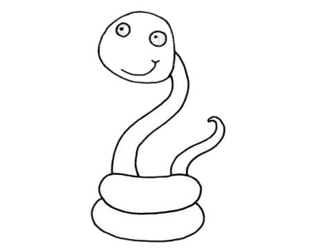 可爱的小蛇简笔画步骤图解教程及图片大全