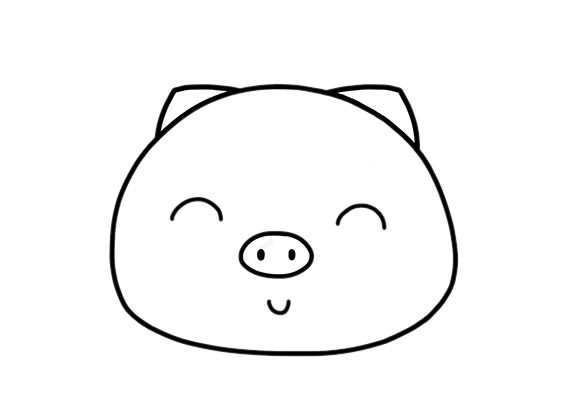 卡通小猪简笔画_开心的小猪简笔画步骤画法教程