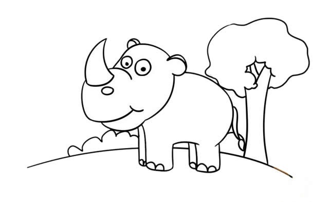 犀牛的简笔画可爱画法步骤图片大全