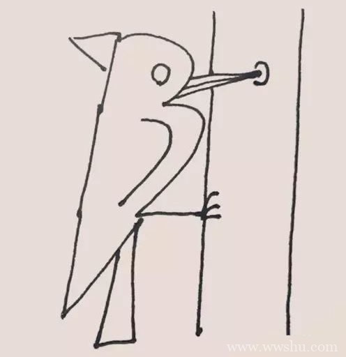 最好画的啄木鸟简笔画步骤画法教程