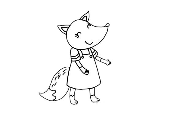 可爱的狐狸母女简笔画步骤画法图片教程