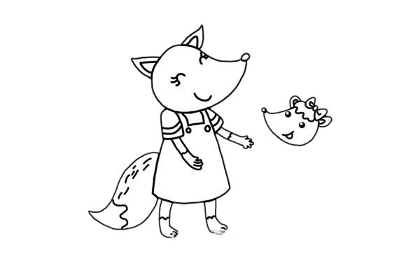 可爱的狐狸母女简笔画步骤画法图片教程
