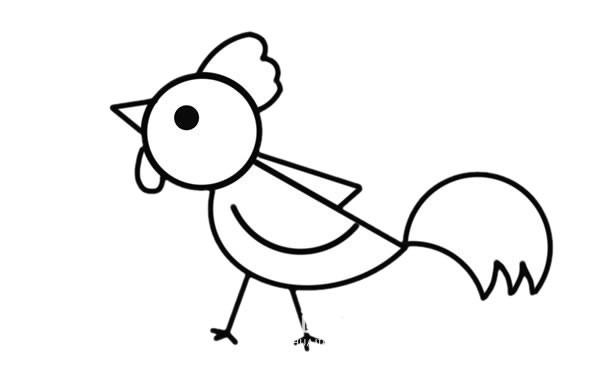 幼儿大公鸡简笔画步骤画法图片教程