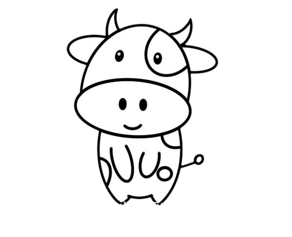 奶牛简笔画步骤图解教程 可爱版