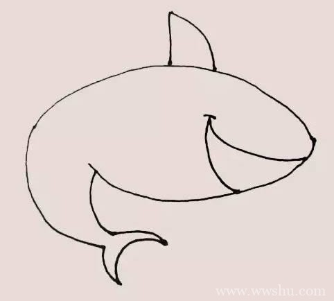 鲨鱼简笔画 凶残的鲨鱼简笔画步骤图解教程