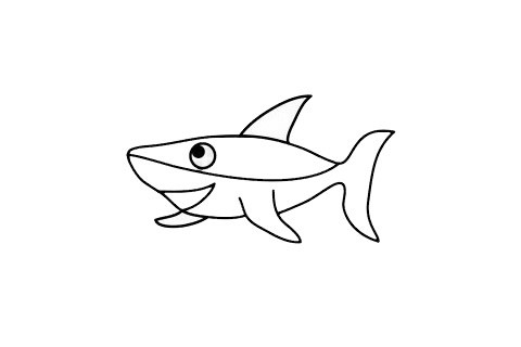 鲨鱼简笔画 卡通鲨鱼的画法简笔画步骤图片大全