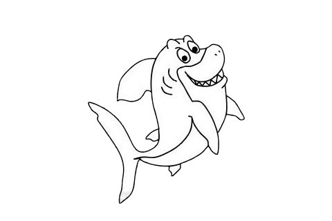 鲨鱼简笔画 卡通鲨鱼的画法简笔画步骤图片大全