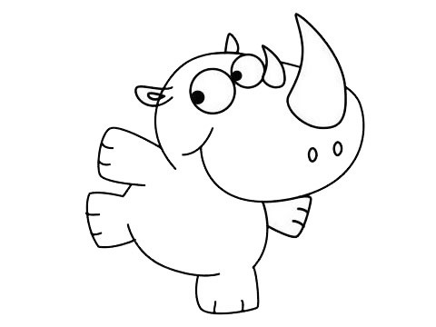 犀牛简笔画 简单的卡通犀牛简笔画步骤图片大全
