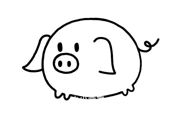 粉嘟嘟的可爱小猪简笔画画法图片