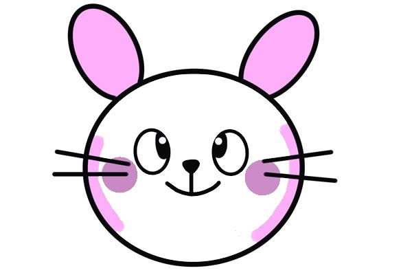 兔子头像彩色画法 兔子头像简笔画步骤图解教程