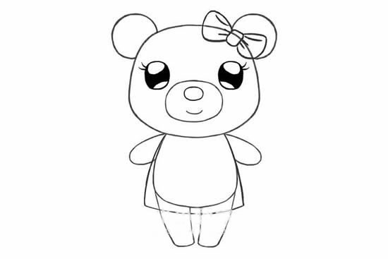 可爱的小熊姑娘简笔画画法步骤图片