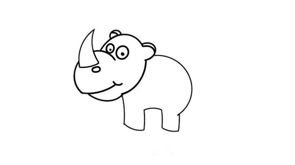 儿童画犀牛简笔画 树旁的犀牛简笔画画法步骤图片教程