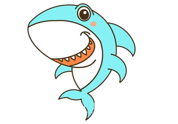 卡通鲨鱼简笔画彩色_跳舞的鲨鱼简笔画步骤图片教程